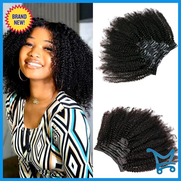 8 Inch Afro Kinky Curly Human Hair Clip In Extensions 8 Pieces 18 Clips main image 4